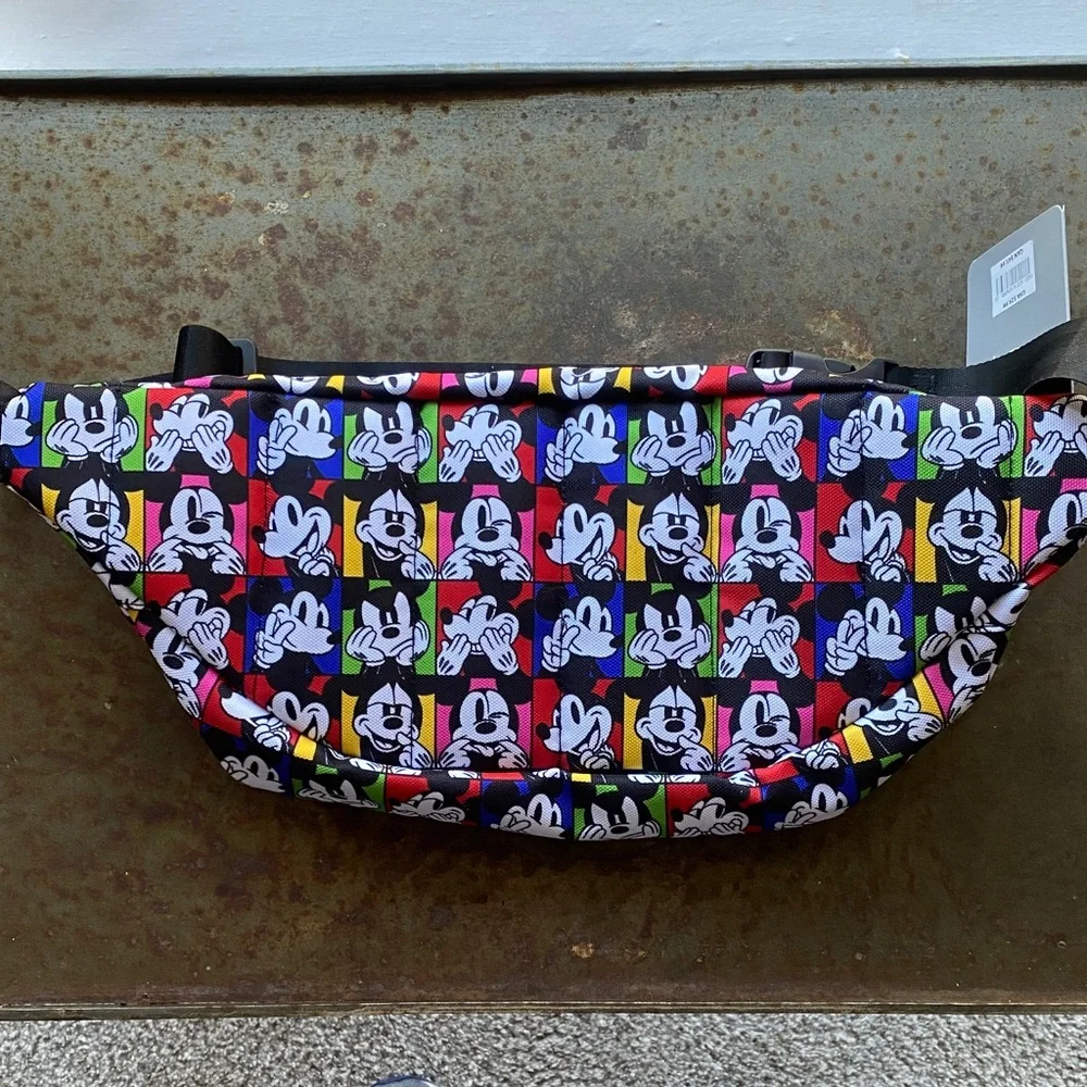 Disney Mickey & Co. Color Block Mickey Selfies Graphic Print Fanny Pack Bag. NWT